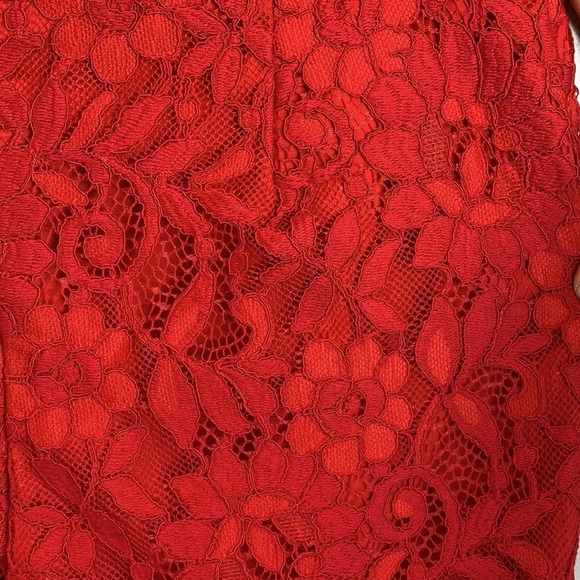 NBD High Rise Red Lace Pants with Frayed Hemline NEW! - Picture 5 of 8